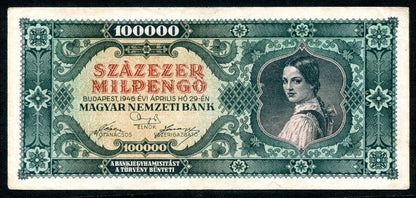 1946 B 100000 Milpengő