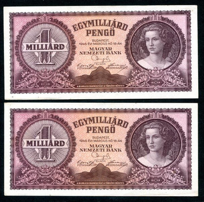 1946 R 1 milliárd Pengő - sorszámkövető