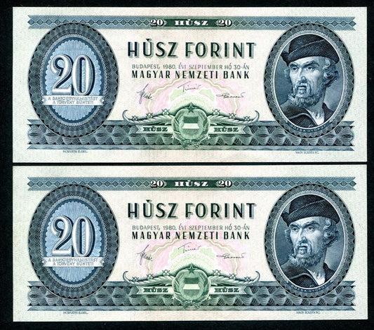 1980 C 20 Forint sorszámkövető