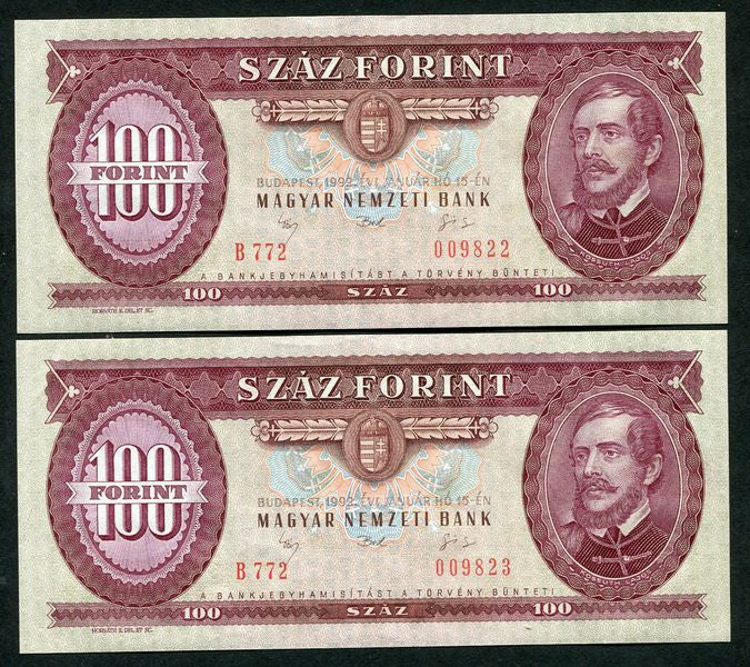 1992 B 100 Forint - sorszámkövető