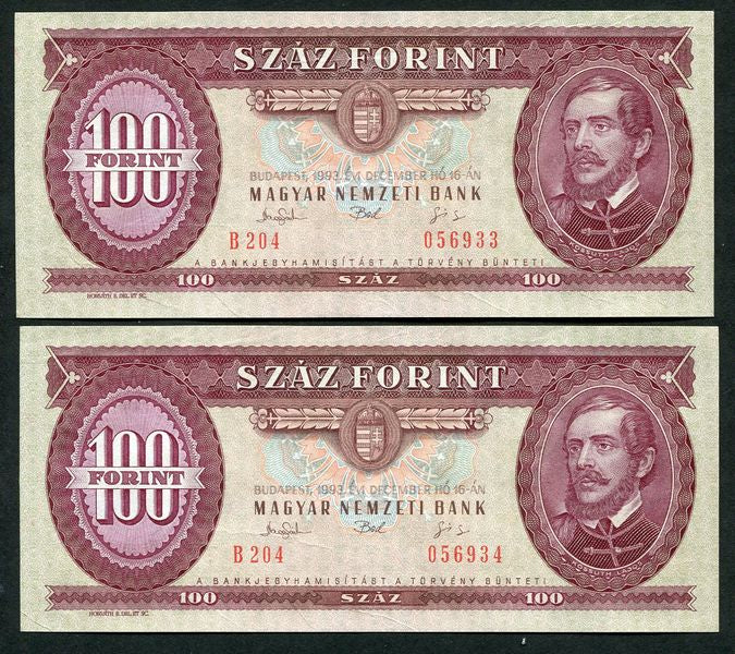 1993 B 100 Forint - sorszámkövető