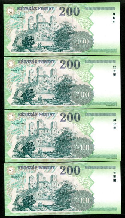 1998 200 Forint FF 4db sorszámkövető