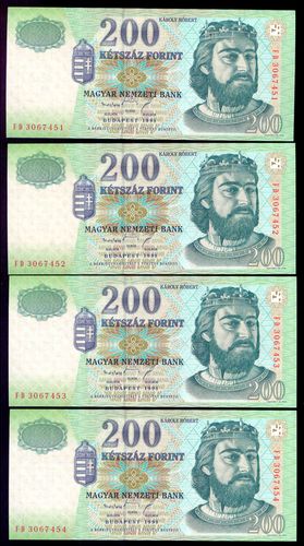 1998 200 Forint FD 4db sorszámkövető