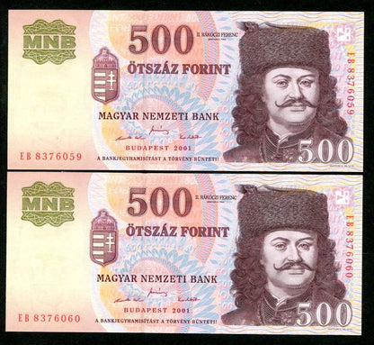 2001 500 Forint EB - sorszámkövető