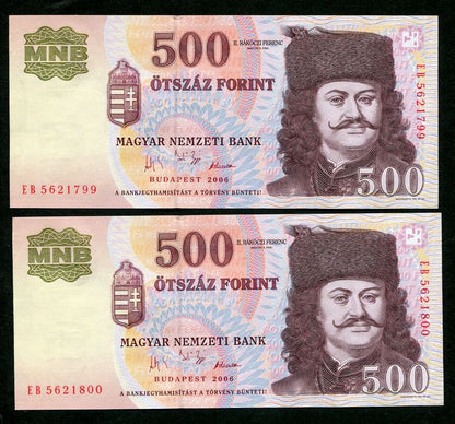 2006 500 Forint EB 1956 sorszámkövető