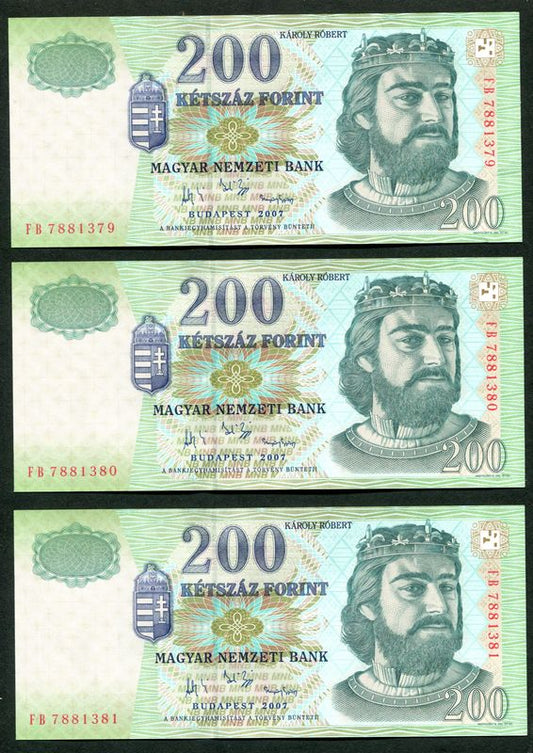 2007 200 Forint FB 3db sorszámkövető