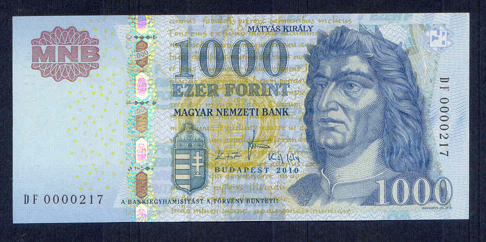 2010 1000 Forint DF - alacsony sorszám