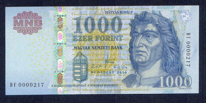 2010 1000 Forint DF - alacsony sorszám