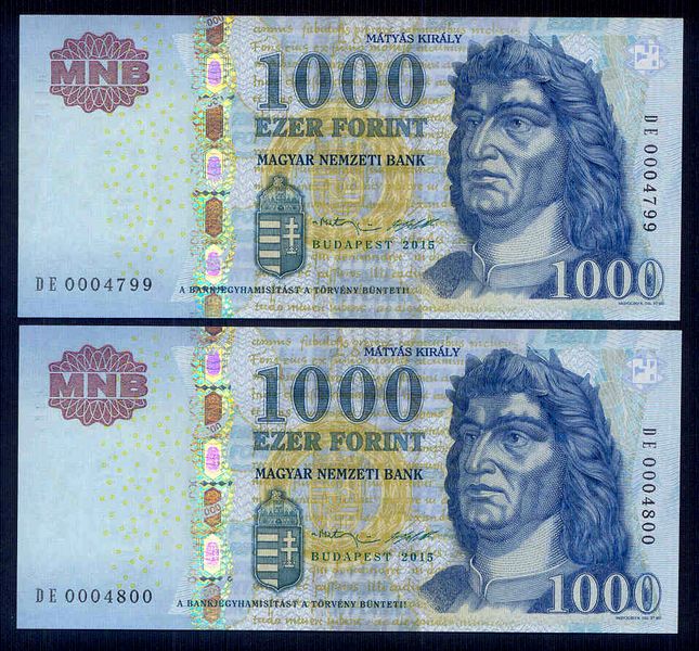 2015 1000 Forint DE sorszámkövető
