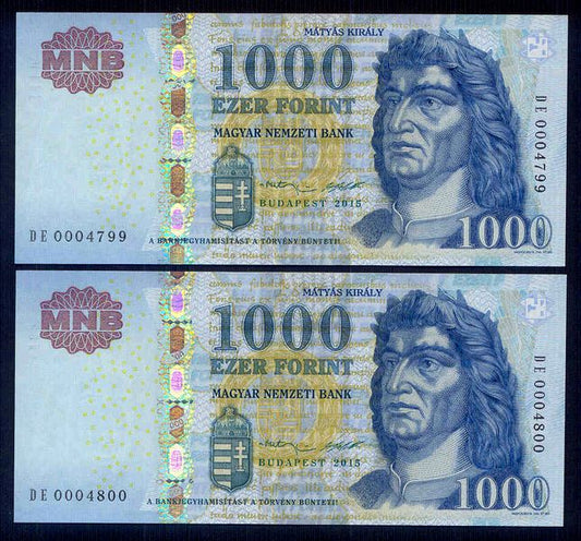 2015 1000 Forint DE sorszámkövető