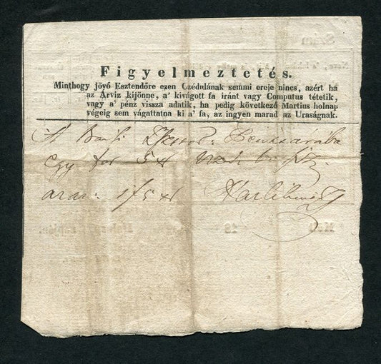 Bács 1844 fa vágatási bárca