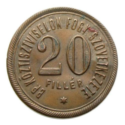 Budapesti Köztisztviselők Fogy Szöv 20 fillér