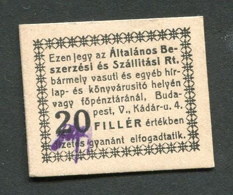 Budapest Általános Beszerzés 20 fillér