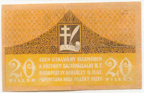 Budapest Központi Sajtóvállalat 20f