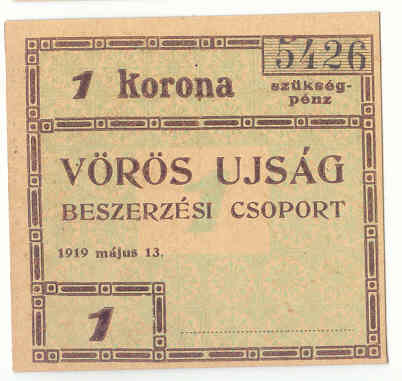 Budapest Vörös Újság 1 Korona I