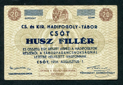 Hadifogolytábor - Csót 20 fillér
