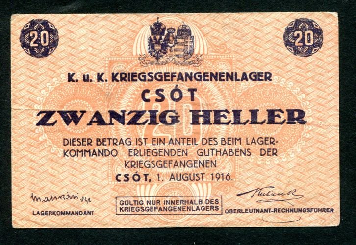 Hadifogolytábor - Csót 20 fillér