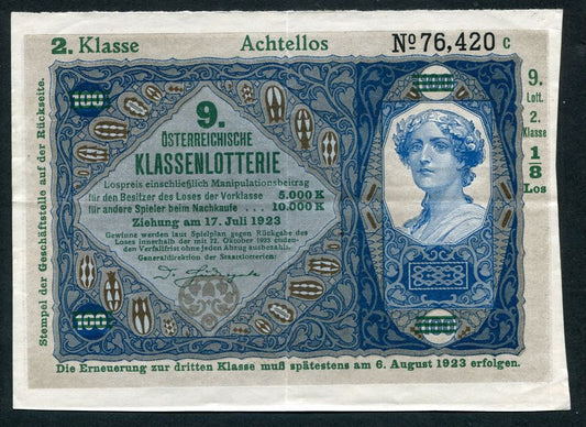 Donaustaat Noten 100 Korona - felülnyomva lottónak