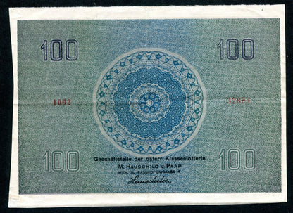 Donaustaat Noten 100 Korona - felülnyomva lottónak