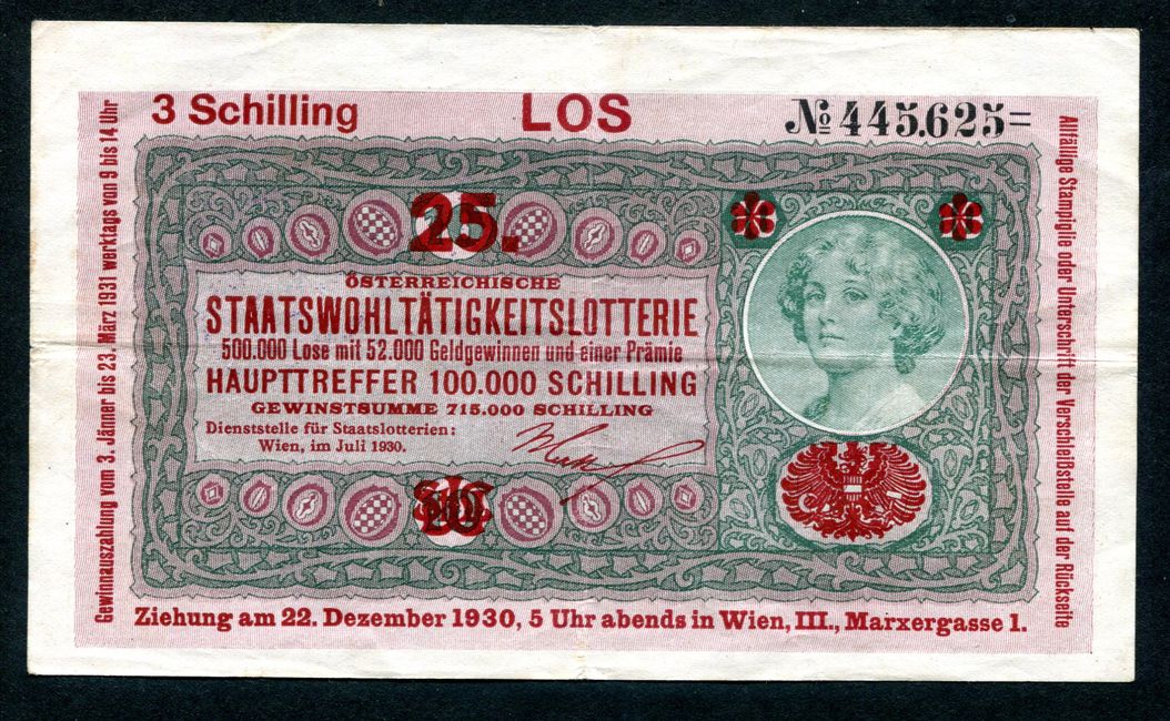 Donaustaat Noten 10 Korona - felülnyomva lottónak