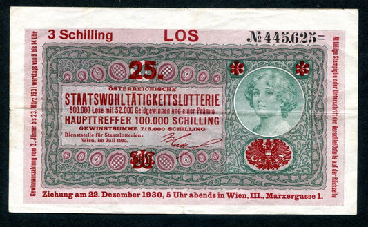 Donaustaat Noten 10 Korona - felülnyomva lottónak