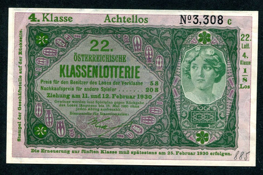 Donaustaat Noten 20 Korona - felülnyomva lottónak