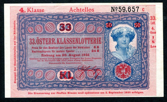 Donaustaat Noten 50 Korona - felülnyomva lottónak