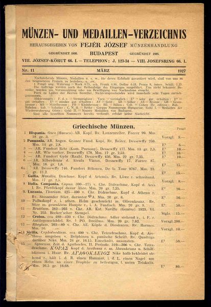 Készletlista: Fejér József No 11