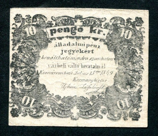 Komárom 1849 10 krajcár