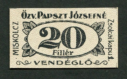 Miskolc özv. Papszt Józsefné 20 fillér