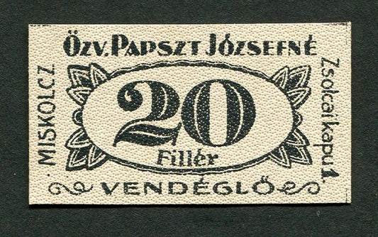 Miskolc özv. Papszt Józsefné 20 fillér