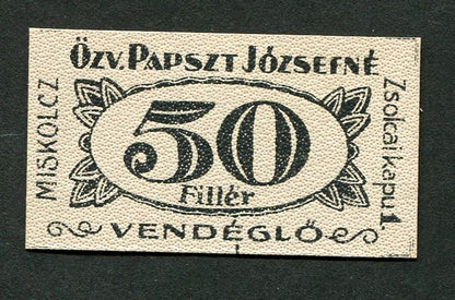 Miskolc özv. Papszt Józsefné 50 fillér