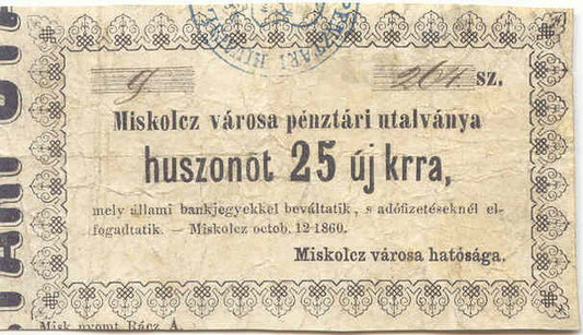 Miskolc 1860 25 krajcár