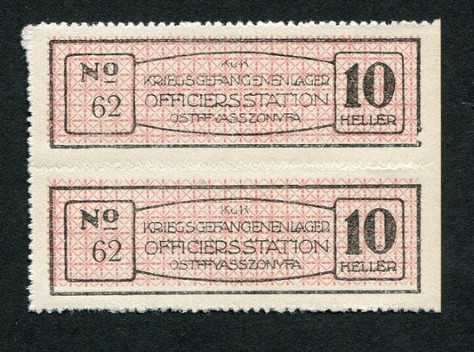 Hadifogolytábor - Ostffyasszonyfa I. 10 heller kisív