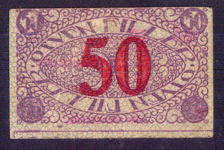 Pécs Pénztárjegy 1919 50 fillér III