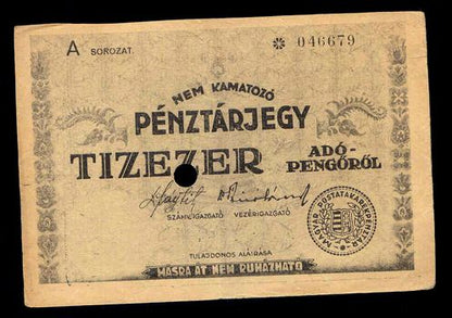 Pénztárjegy 1946 A 10000 Adópengõ - érvénytelen vov