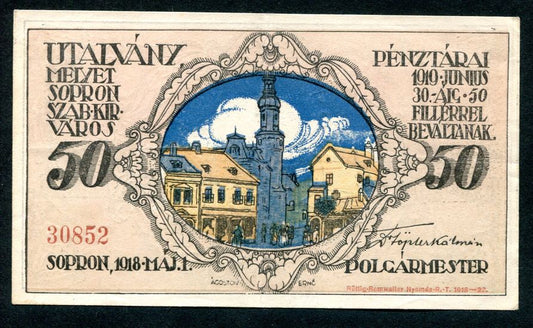 Sopron 1918 50 fillér