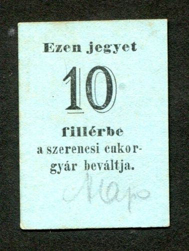 Szerencs cukorgyár 10 fillér