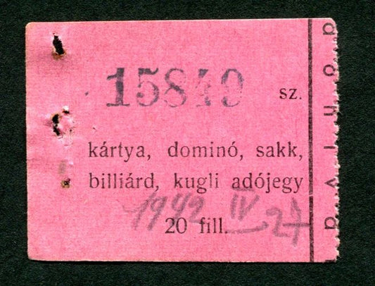 Kártya dominó sakk billiárd kugli adójegy